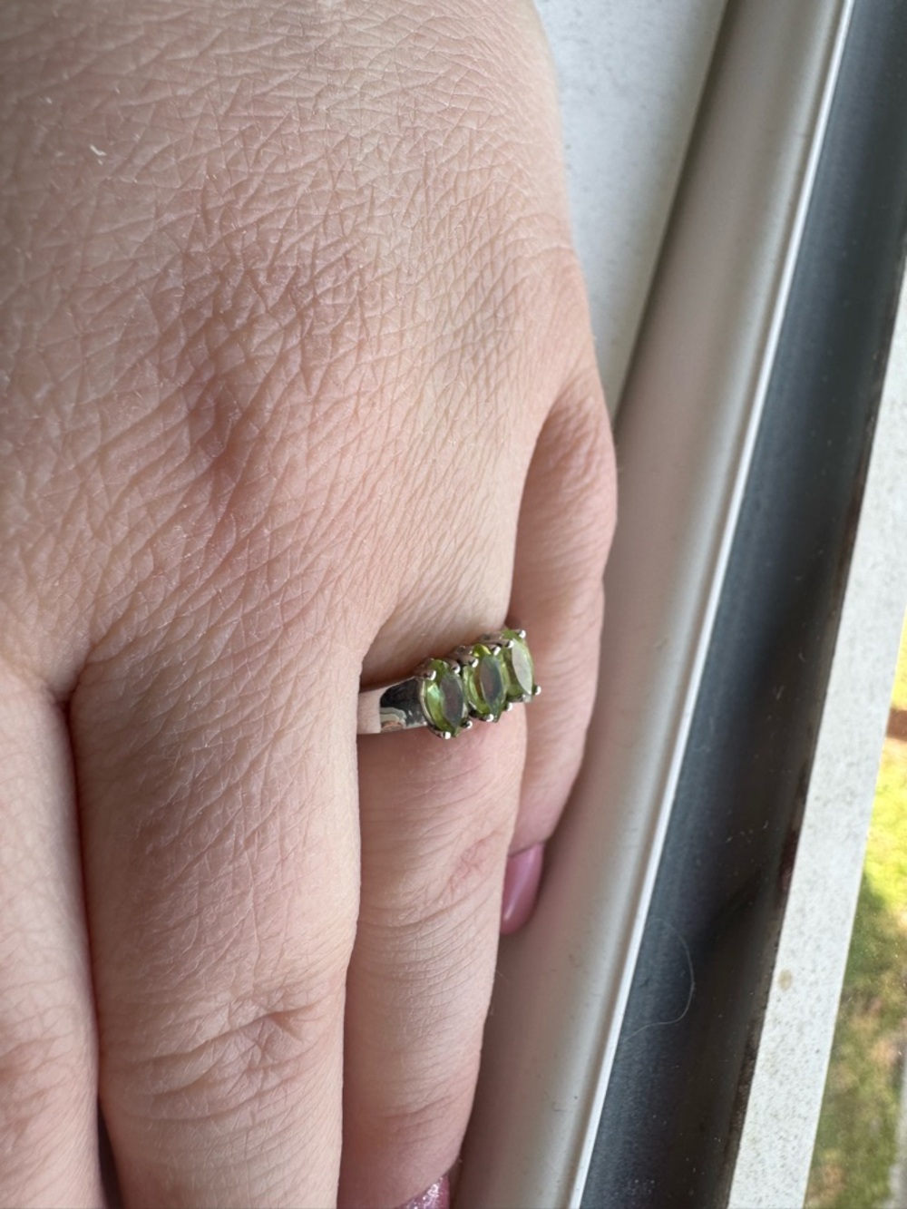 Three-Stone Peridot Silver Ring